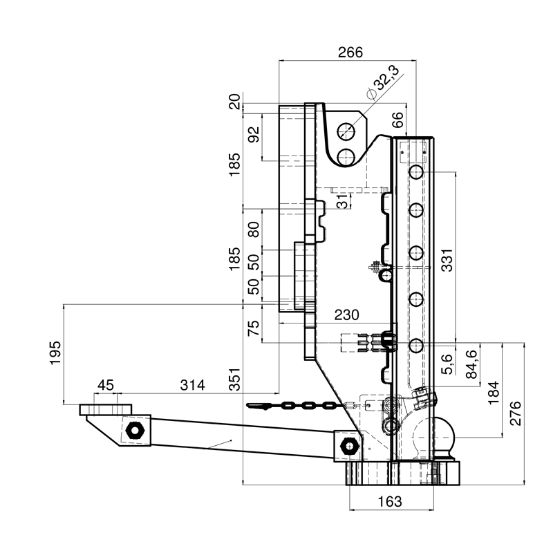 Lagerbock für MB-Trac 1100 bis 1800 mit K80 Anhängebock Scharmüller 00.136.81.3-A02 MB-Trac 1100-1800 mit K80