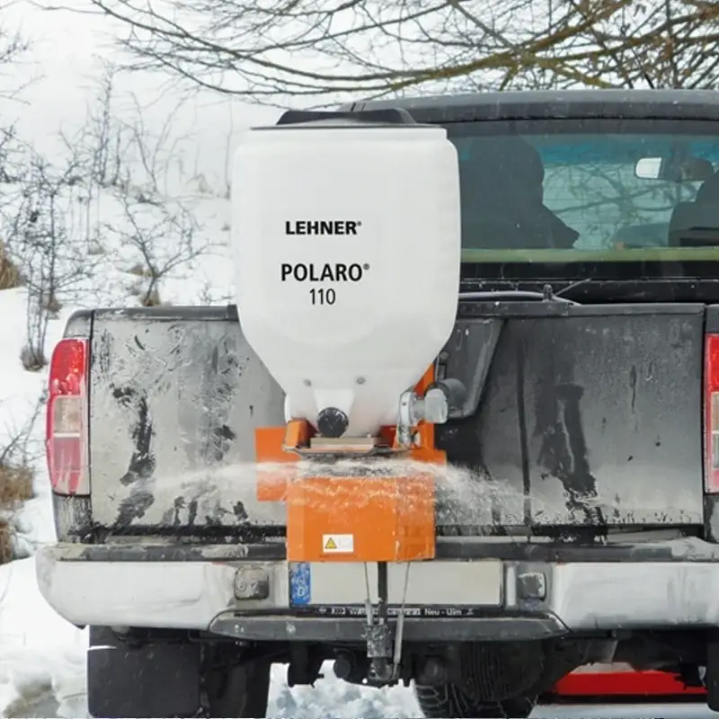 POLARO Salzstreuer 12 Volt von LEHNER mit Pickup-Halterung LEHNER Salzstreuer 12 Volt montiert mit Pickup-Halterung