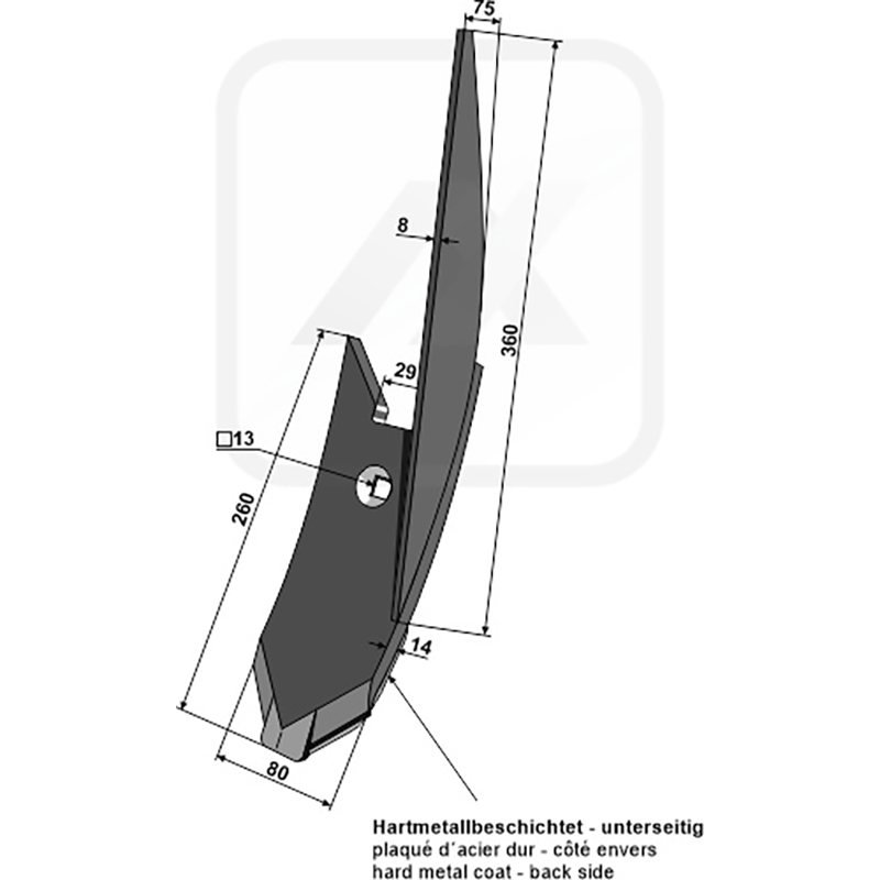 Landwirtschaft Bodenbearbeitung Grubber Schare & Leitbleche Randscharspitze - rechts Lemken Landwirtschaft Bodenbearbeitung Grubber Schare & Leitbleche Randscharspitze - rechts Lemken