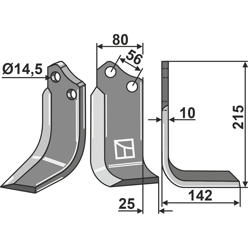 MAS-28R Fräsmesser, rechte Ausführung Maschio/Gaspardo Fräsmesser, rechte Ausführung IHOF MAS-28R