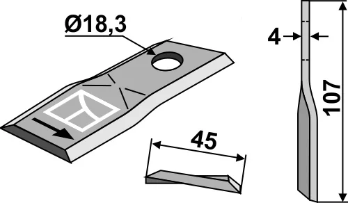Rotorklinge 107x45mm passend für Kuhn Rotorklinge 107x45mm passend für Kuhn