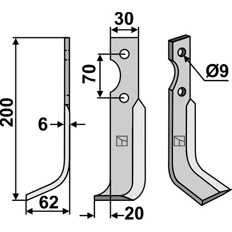 HON-01L Fräsmesser, linke Ausführung Honda F400/80 Fräsmesser, linke Ausführung IHOF HON-01L