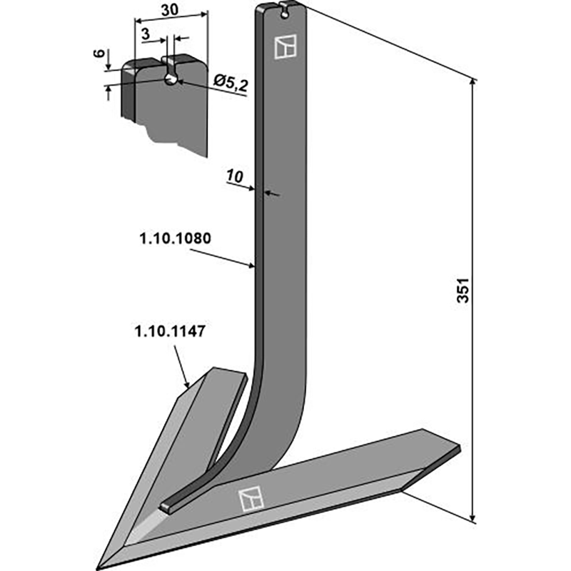 Landwirtschaft Bodenbearbeitung Grubber Schare & Leitbleche Stiel mit Schar 260mm Steketee Landwirtschaft Bodenbearbeitung Grubber Schare & Leitbleche Stiel mit Schar 260mm Steketee