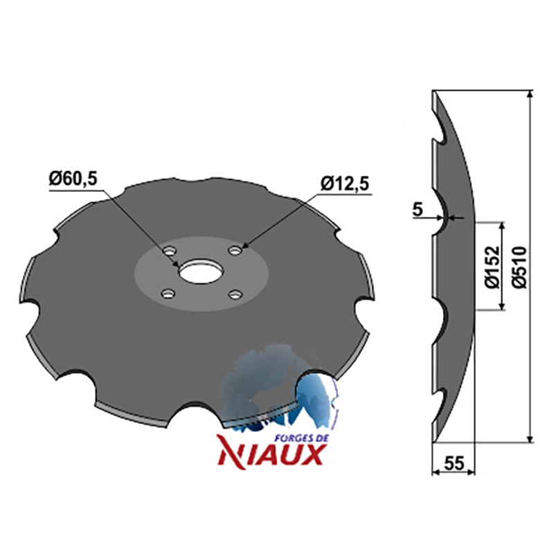 Landwirtschaft Bodenbearbeitung Scheibeneggen Scheibe mit flachem Ansatz gezackt Maschio|Niaux Landwirtschaft Bodenbearbeitung Scheibeneggen Scheibe mit flachem Ansatz gezackt Maschio|Niaux