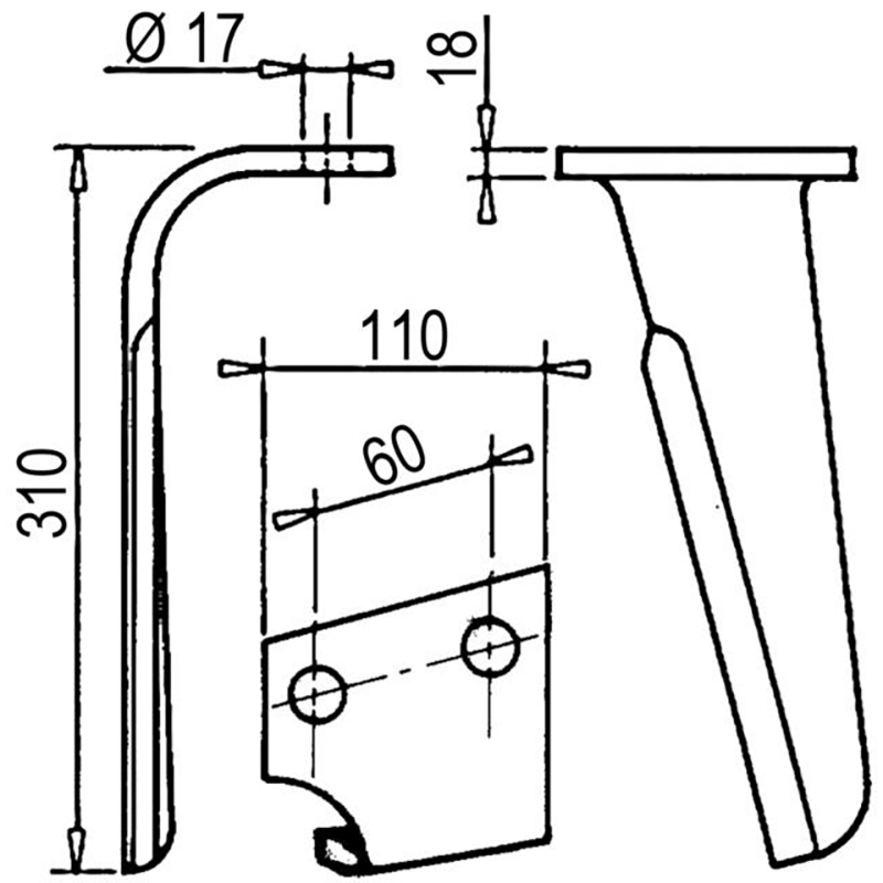 Kreiseleggenzinken Links 110X18 L310 Befestigungsabstand 60 T16 Alp8 Für Alpego