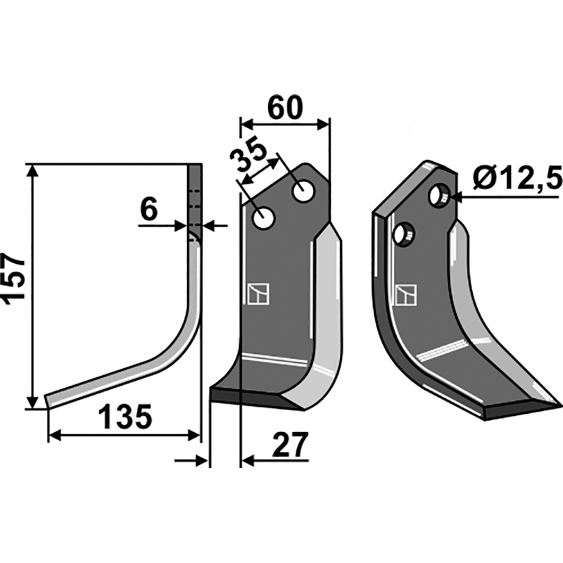 Agrator|Agric Fräsmesser, linke Ausführung IHOF AGRI-03L