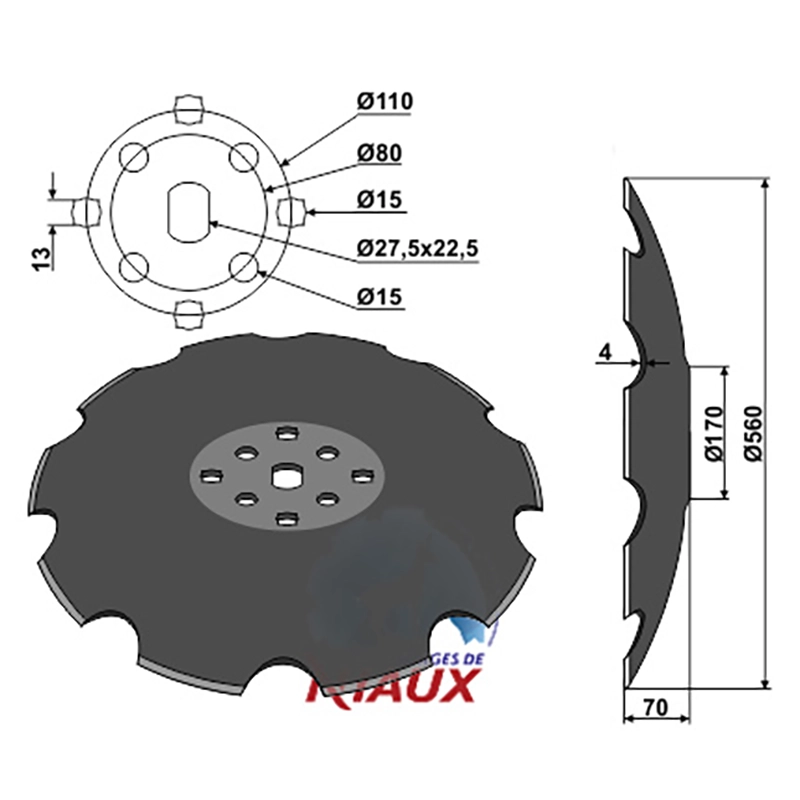 Landwirtschaft Bodenbearbeitung Scheibeneggen Scheibe mit flachem Ansatz gezackt Agrisem|Niaux Landwirtschaft Bodenbearbeitung Scheibeneggen Scheibe mit flachem Ansatz gezackt Agrisem|Niaux