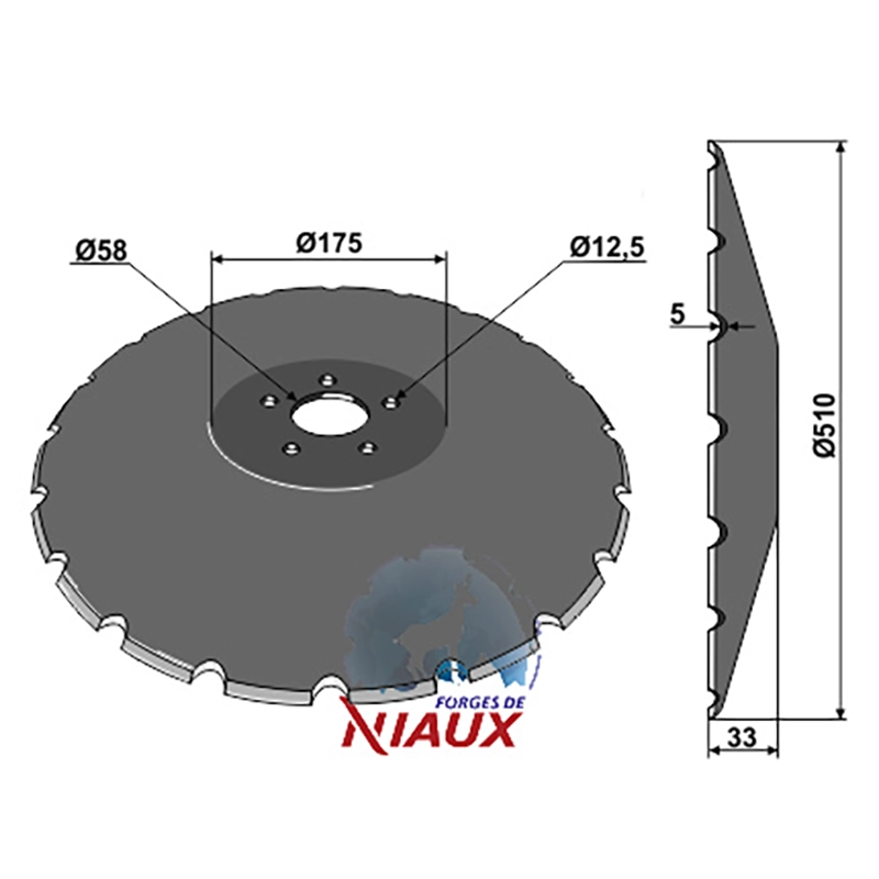 Landwirtschaft Bodenbearbeitung Scheibeneggen Scheibe mit flachem Ansatz gezackt Dometal