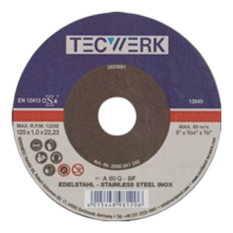TECWERK INOX Trennscheibe gekröpft Ø230mm, Stärke 1,9mm, Bohrung 22,23 mm TECWERK INOX Trennscheibe gekröpft Ø230mm, Stärke 1,9mm, Bohrung 22,23 mm