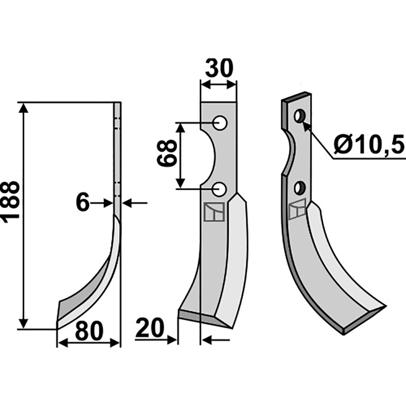 PAS-16L Fräsmesser, linke Ausführung Pasquali 532 - 532212 Fräsmesser, linke Ausführung IHOF PAS-16L