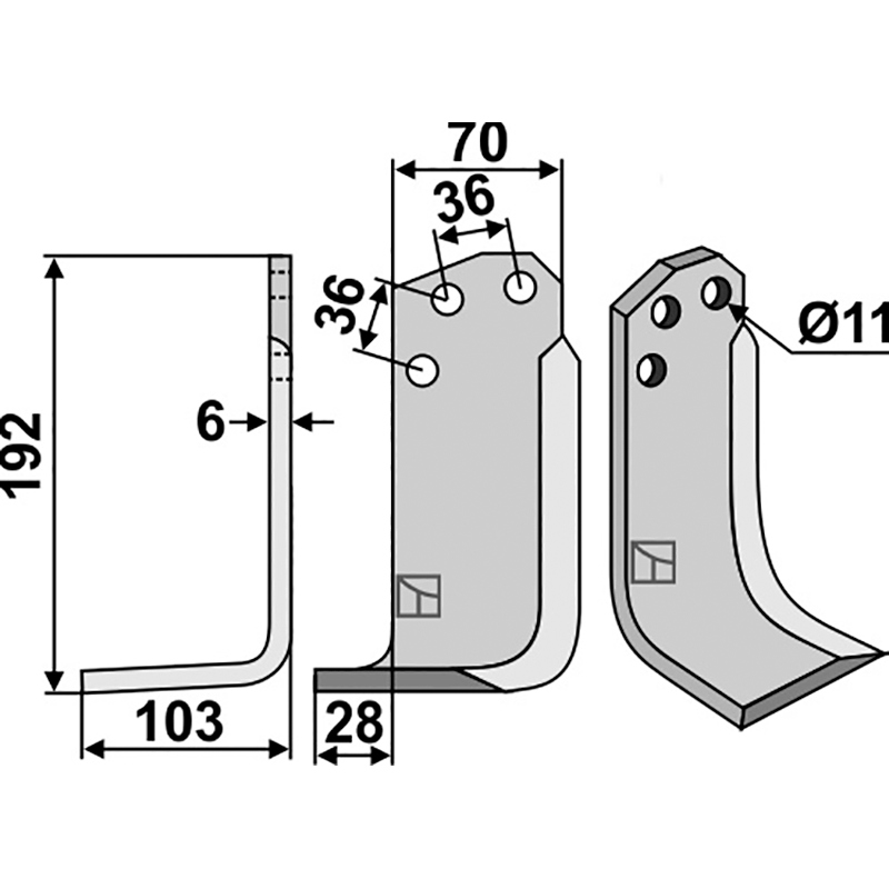 Agria 06038 Fräsmesser, linke Ausführung IHOF AGR-03L