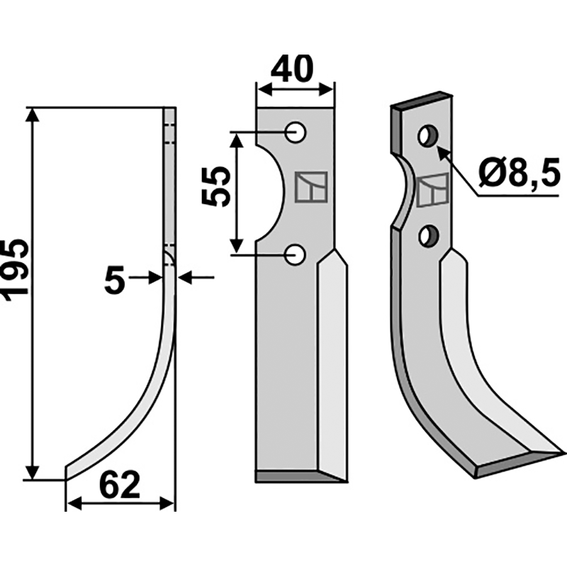 MAB-04L Fräsmesser, linke Ausführung M.A.B. Bocchini Fräsmesser, linke Ausführung IHOF MAB-04L