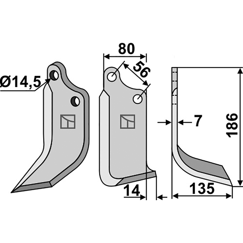 MAS-42R Fräsmesser, rechte Ausführung Maschio/Gaspardo 02108432 Fräsmesser, rechte Ausführung IHOF MAS-42R
