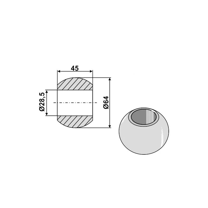 I-HOFUnterlenkerkugel Kat 3-2 / 28,7 - 64 mm verzinkt Unterlenkerkugel Kat 3-2 / 28,7 - 64 mm verzinkt I-HOF