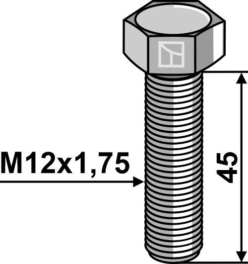 Sechskantschraube M12x1,75x45 ohne Mutter - Verzinkt