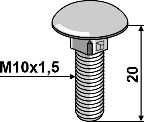 Flachrundschraube M10x1,5x20 -ohne Mutter galvanisch verzinkt