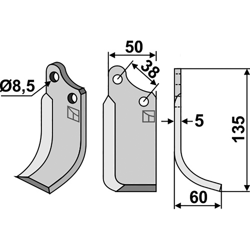 AGR-59R Fräsmesser, rechte Ausführung Agria 1667 Fräsmesser, rechte Ausführung IHOF AGR-59R