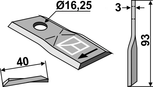 Rotorklinge 93x40mm passend für IHC Rotorklinge 93x40mm passend für IHC