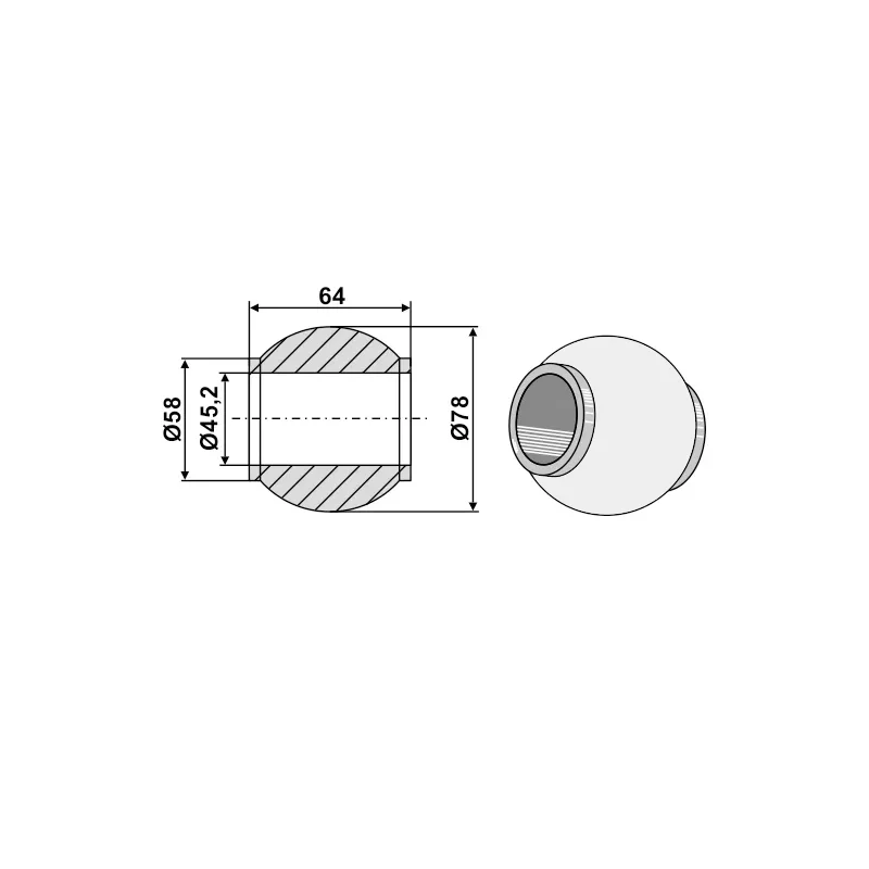 Oberlenkerkugel Kat 4 / 45 - 78 mm verzinkt I-Hof
