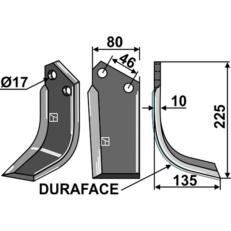 Reekie RRT199/2 Fräsmesser DURAFACE, rechte Ausführung IHOF REE-01R-DURA