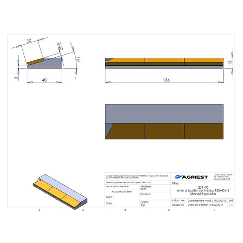 Grubber Anschweißteile Flach Anschweissteil Anlage 135X40X12 Abgeschrägt Hartmetall