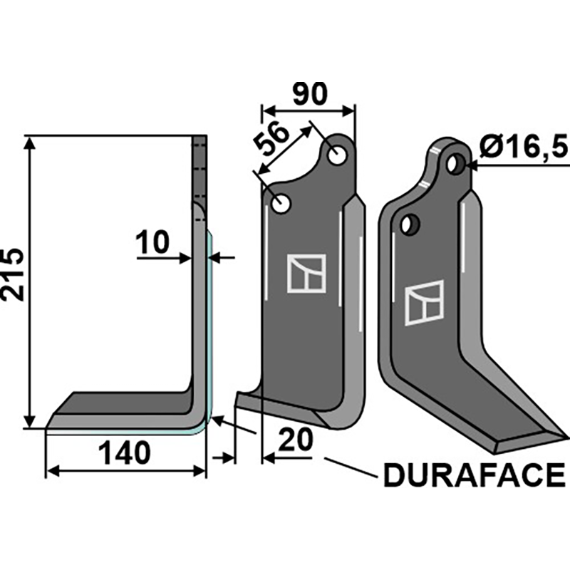 MAS-15IL-DURA Fräsmesser DURAFACE, linke Ausführung Maschio/Gaspardo 09400425 Fräsmesser DURAFACE, linke Ausführung IHOF MAS-15IL-DURA