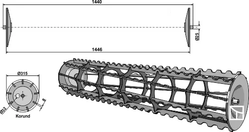 Krümlerwalzen - 1440mm | 312-315-1456 Industriehof Scherenbostel | Krümlerwalzen - 1440mm (312-315-1456)