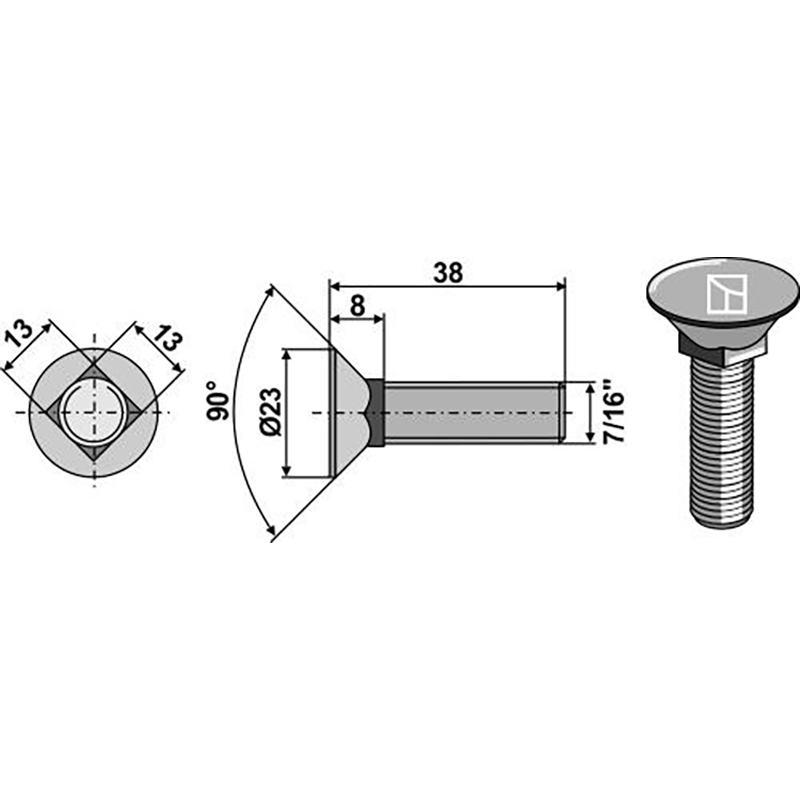 Landwirtschaft Bodenbearbeitung Grubber Schare & Leitbleche Pflugschraube 7/16"x38 Grubber Schare & Leitbleche Pflugschraube 7/16"x38