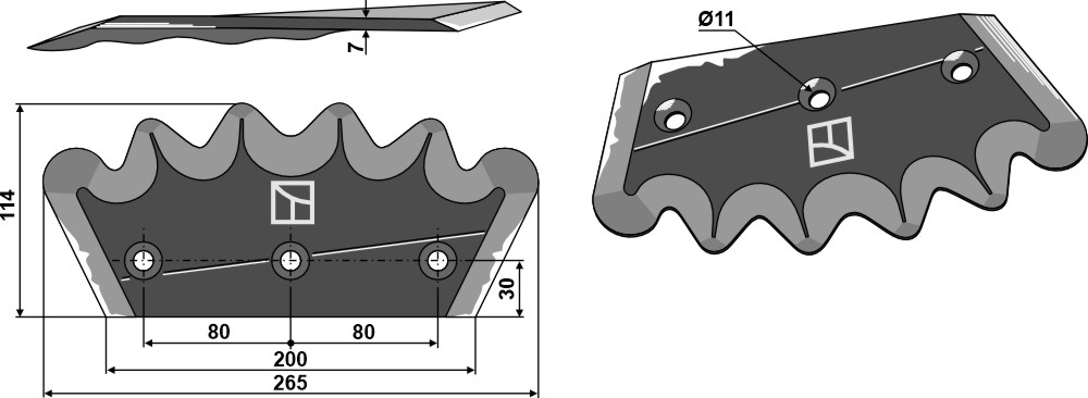 Futtermischwagenmesser - Hartmetallbeschichtet, links
