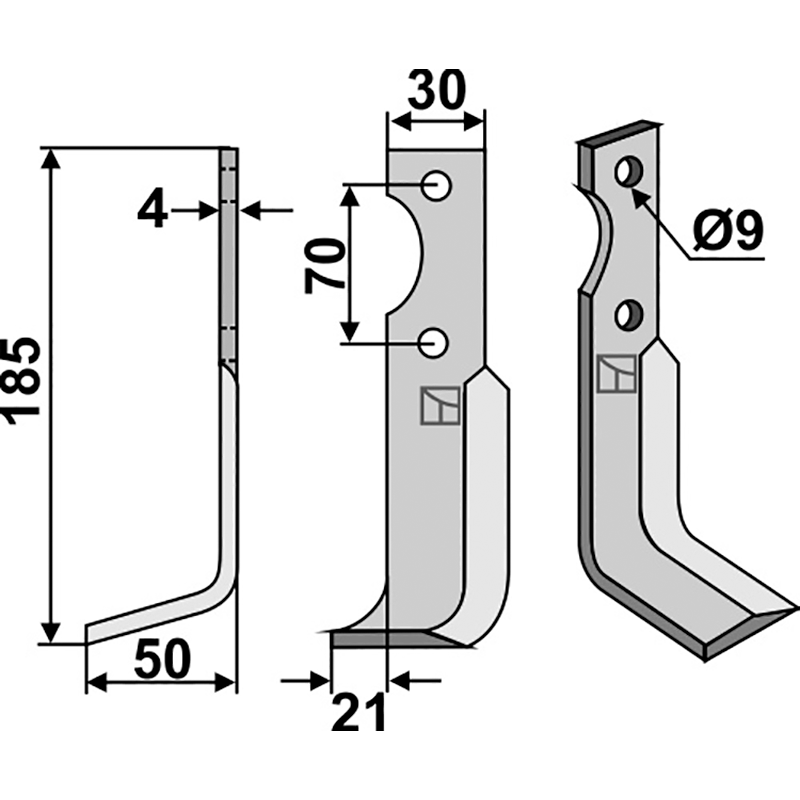 Agria 1250 254 97 Fräsmesser, linke Ausführung IHOF AGR-04L