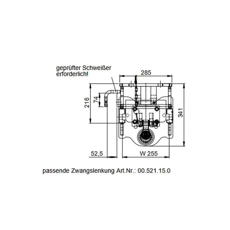 Lagerbock 255mm Schlittenweite mit K80 für CASE D-Familie Anhängebock 00.108.81.5-A02 mit K80 CASE D-Familie